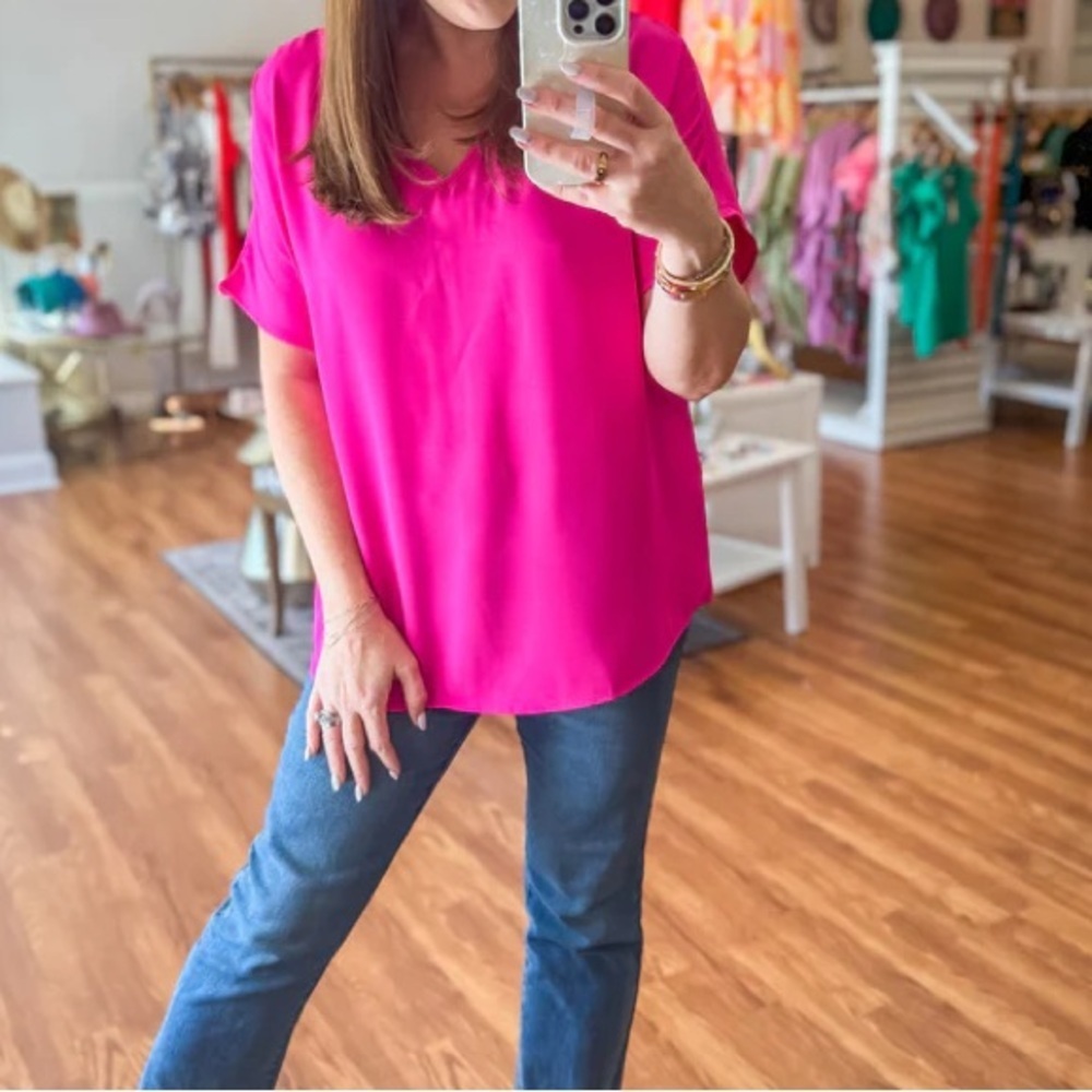 Lauren Lee pink vintage silky polyester shirt